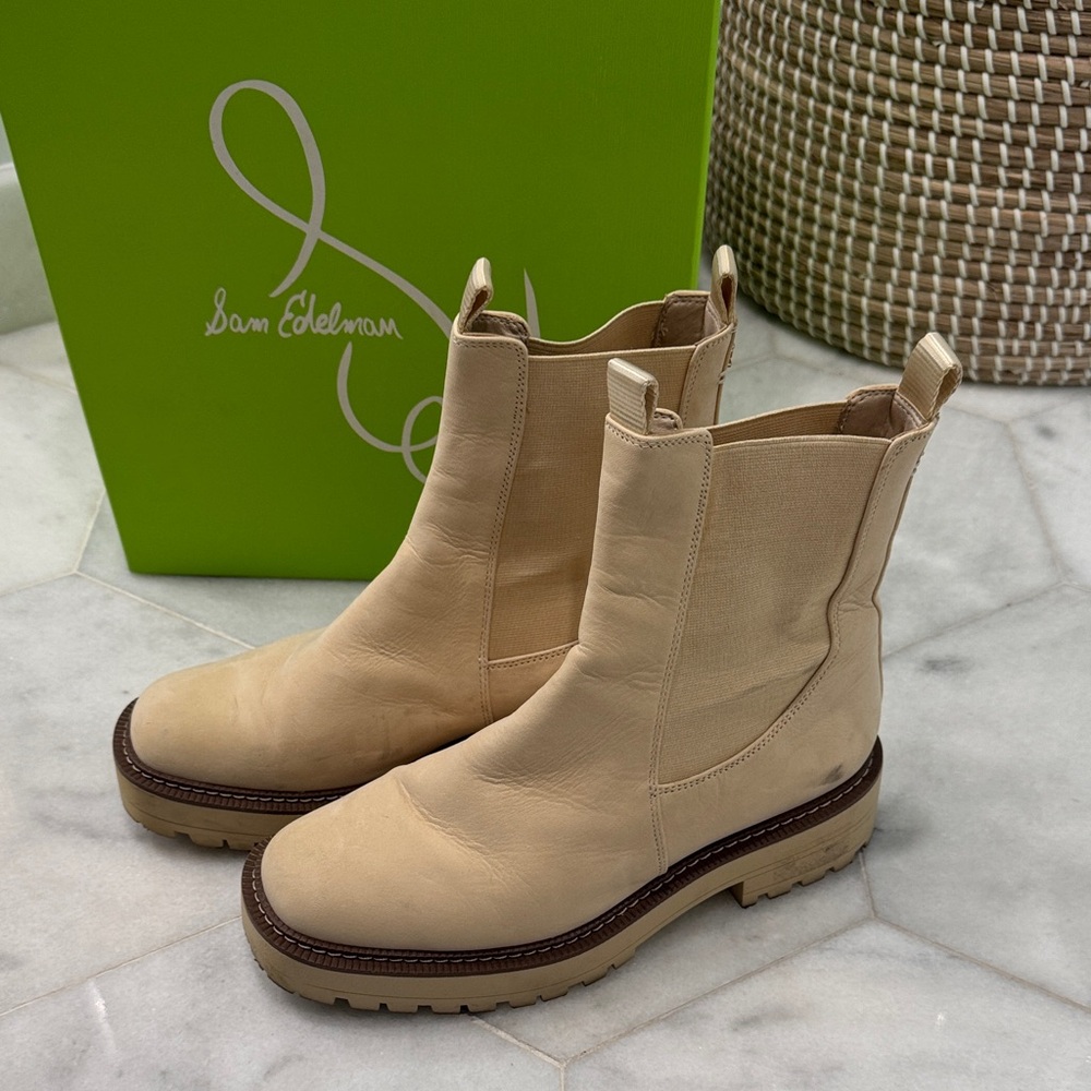 Sam Edelman Laguna Chelsea Cream Ankle Boots